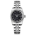 Classic Simple Drill Point Perspective Window Calendar Waterproof Steel Band Ladies Watch-YBN-01
