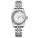 Classic Simple Drill Point Perspective Window Calendar Waterproof Steel Band Ladies Watch-YBN-01 - Image 2