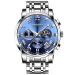 Multifunctional three-eye six-needle quartz watch moon phase calendar waterproof men's watch-YBN-11