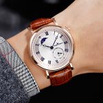 Men's watch sun, moon and stars genuine leather strap men's watch - Image 2