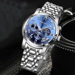Multifunctional three-eye six-needle quartz watch moon phase calendar waterproof men's watch-YBN-11 - Image 3