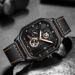Square Watch Large Dial Waterproof Luminous Quartz Strap Calendar Chronograph Men's Watch-YBN-04 - Image 3