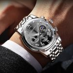 Multifunctional three-eye six-needle quartz watch moon phase calendar waterproof men's watch-YBN-11 - Image 4