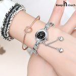 Waterproof Quartz Watch Heart Pendant Ladies Bracelet-KIT-13 - Image 4