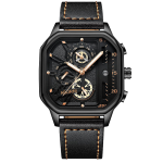 Square Watch Large Dial Waterproof Luminous Quartz Strap Calendar Chronograph Men's Watch-YBN-04 - Image 7