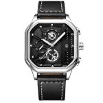 Square Watch Large Dial Waterproof Luminous Quartz Strap Calendar Chronograph Men's Watch-YBN-04 - Image 9