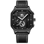 Square Watch Large Dial Waterproof Luminous Quartz Strap Calendar Chronograph Men's Watch-YBN-04
