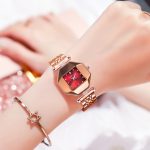 Rhombus Ladies Watch Exquisite Small Waterproof Fashionable Quartz Watch-YBN-22 - Image 3