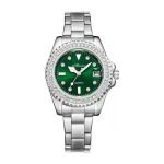 Women's Watch Waterproof Diamond Inlaid British Watch Exquisite Small Green Strap Calendar Watch-YBN-31 - Image 4